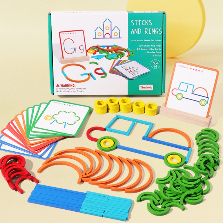 Gymnastic Ring Wood - Giocattoli puzzle per l'educazione precoce dei